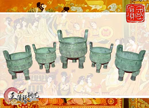 銅鼎，銅五鼎，中國(guó)鼎，佛像用鼎